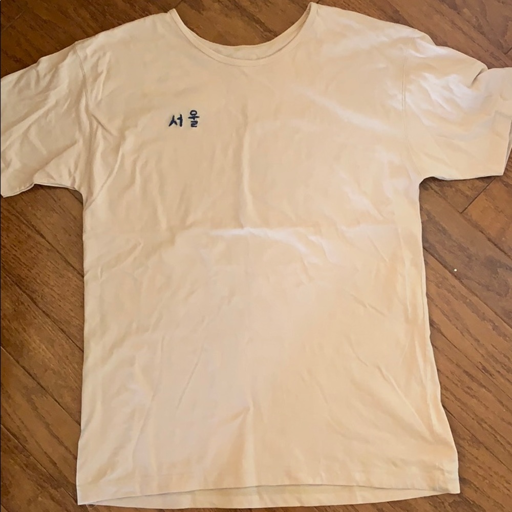 hand Embroidered Korean Seoul 서울 Tan T-shirt